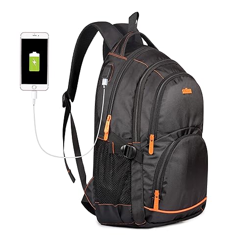 The Clownfish Igniter Series 26 Liters Unisex Laptop Backpack with USB port (Charcoal Black)
