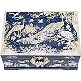 MADDesign Mother of Pearl Jewelry Box Multilevel Peacock Design