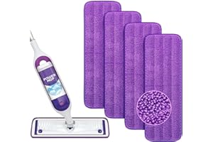 Yicotira Reusable Power Mop Refills Pads Compatible with Swiffer PowerMop Mop - Microfiber Power Mop Pads Refill for 13 ''-15 '' Spray Mop- Washable Pads for Multi-Surface Floor Cleaning, 4 Pack