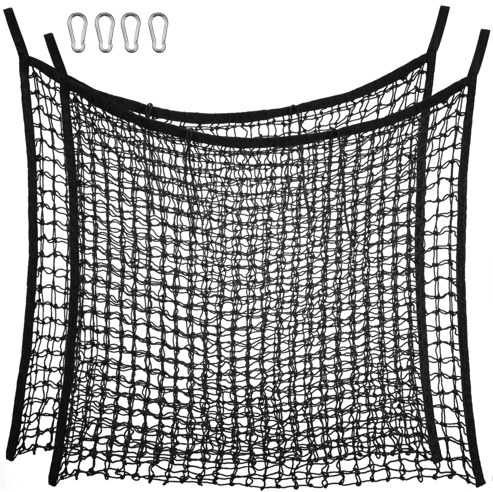 Navaris Hay Nets for Horses Pack of 2 - Net Small to Medium Holes for Hay - Haynet to Slow Horse Eating - 80x 90cm (31-1/2 x 35-3/8") 10kg (22lbs) Capacity Black Haynets