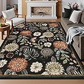 GarveeHome 4x6 Floral Washable Area Rug: Large Living Room Area Rug with Non-Slip Backing Washable Ultra Soft Bedroom Floral 