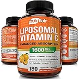 NutriFlair Liposomal Vitamin C 1600mg, 180 Capsules - High Absorption, Fat Soluble VIT C, Antioxidant Supplement, Higher Bioa