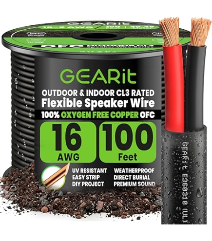 Genie's Poems Cavo Per Diffusori 16 AWG (76,2 Metri) 4 Conduttori In Rame OFC - Per Installazione In Interni/esterni (interrato) - Certificazione CL3/CL2