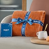 Bedsure Fleece Blanket 220x240 cm Burnt Orange Microfibre Soft Throw view 6