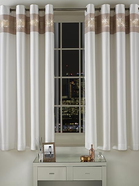 By Caprice Home Capri Curtain Polyester White Rose Gold 196 X