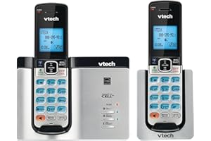 Vtech DECT 6.0 2 Cordless Phones with Bluetooth Connect-to-Cell, Caller ID, Handset Speaker Phones, Black and Silver
