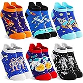 MOGGEI Kids Boys Ankle Socks Low Cut No Show Funny Cartoon Fun Cute Novelty Cotton Socks 6 Pairs