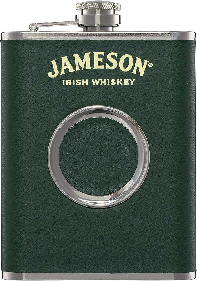Jameson 8oz Hip Flask with a Builtin Collapsible Shot Cup Flasks
