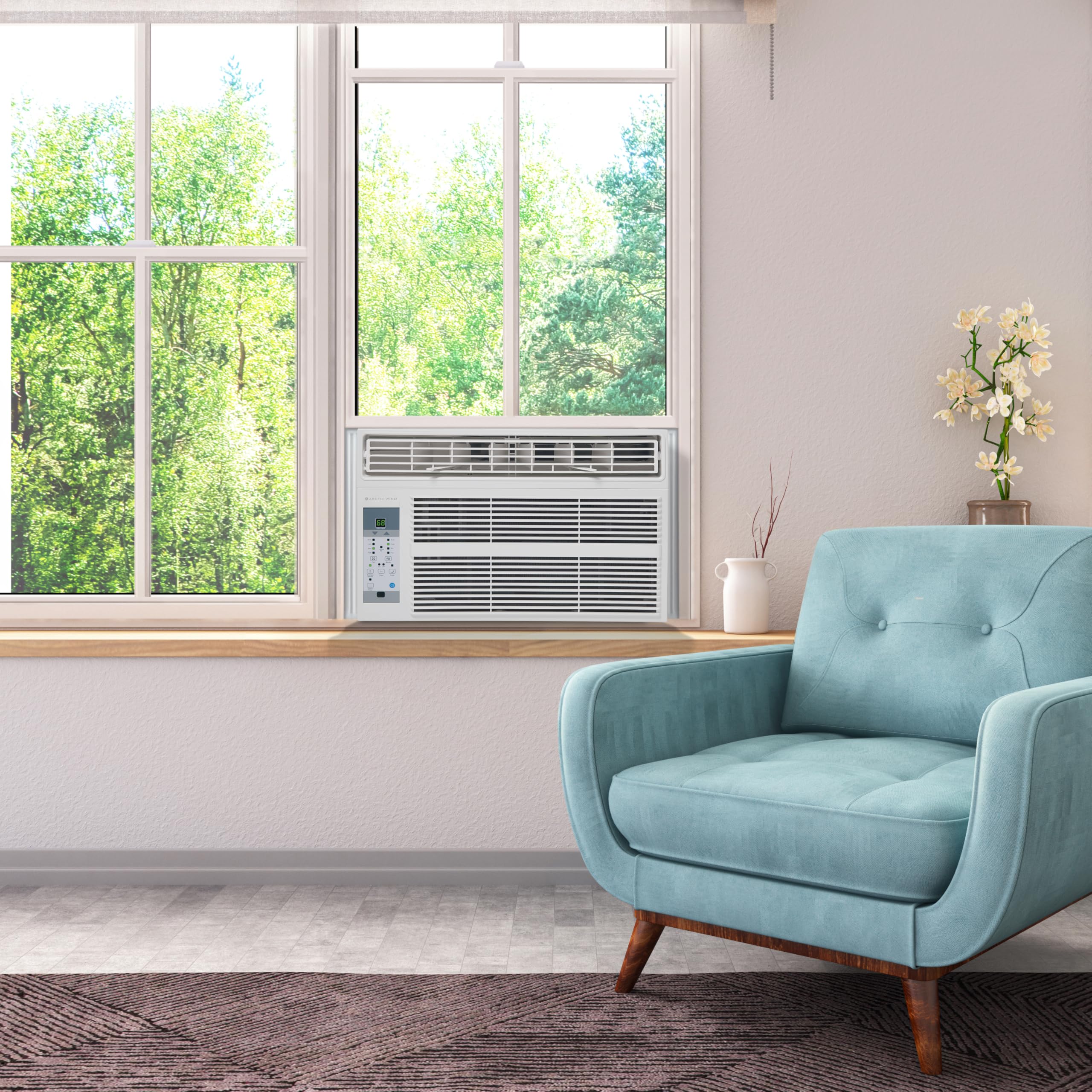 Arctic Wind 4AW10000A 10,000 Air Conditioner and Dehumidifier, 115V, Window AC Unit for Medium Rooms up to 450 Square Feet with Remote Control, White, 10000 BTU