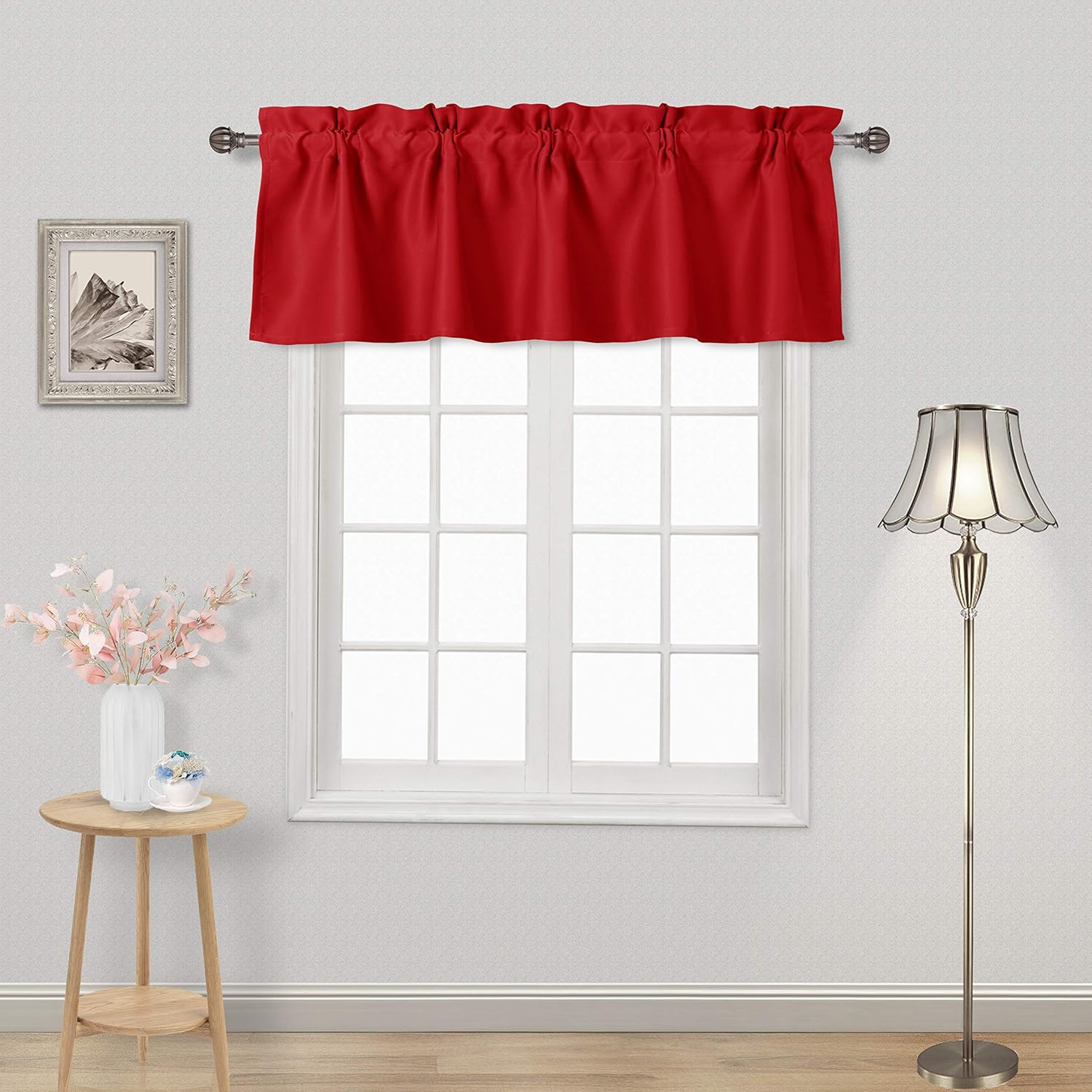 DWCN Blackout Valance Rod Pocket Window Valance Curtains 42 x 18 inch Long,1 Panel