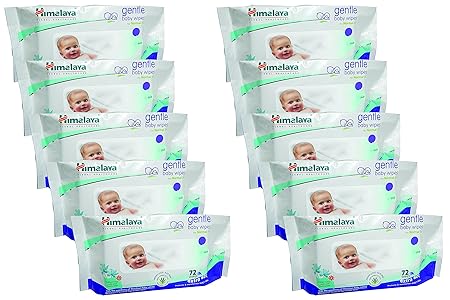 Himalaya Gentle Baby Wipes 72, White, 10