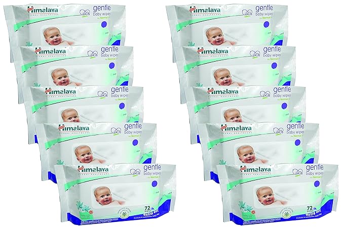 Himalaya Gentle Baby Wipes 72, White, 10