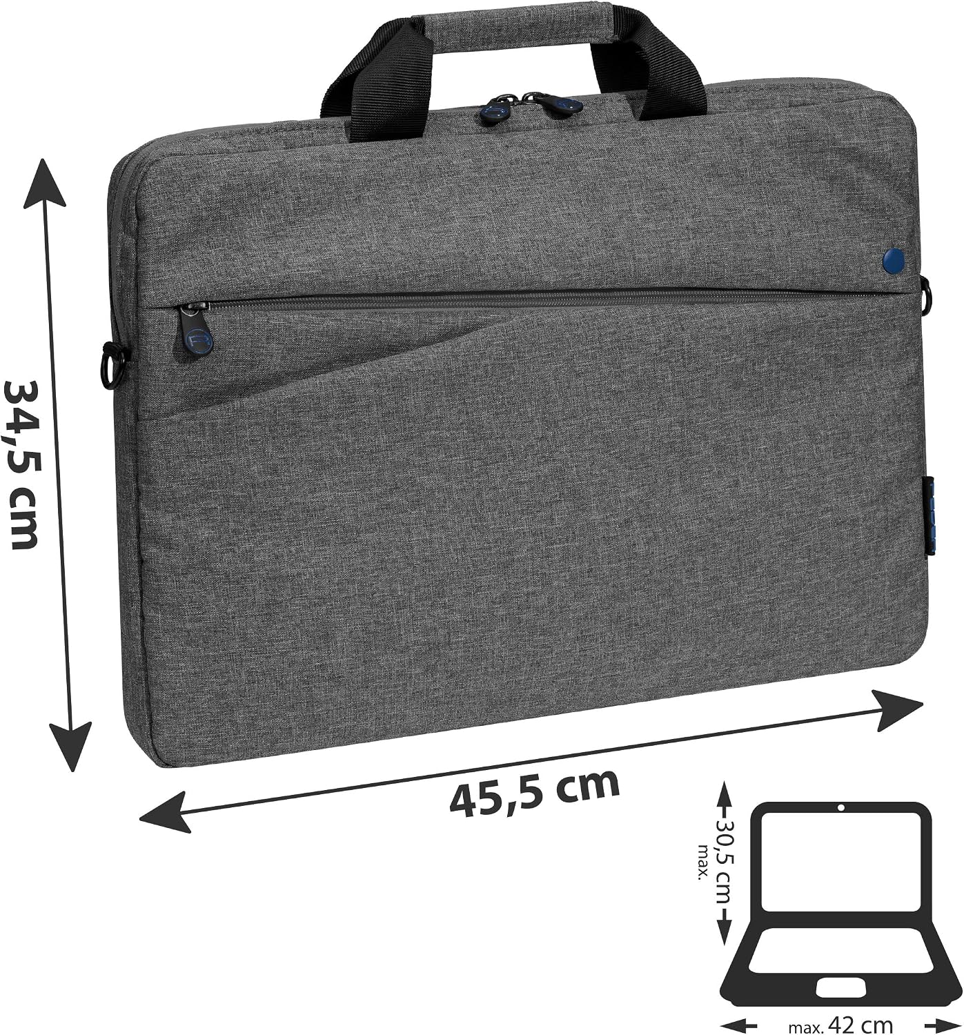 Pedea Laptop Bag Fashion Notebook Bag up to 17.3 Inches (43.9 cm) Shoulder Bag with Shoulder Strap Grey/Blue - Image 3