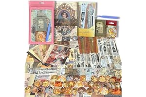 Gryast 286pcs Scrapbook supplies paper Journaling aesthetic supplies Vintage ephemera Junk journal kit for Art sticker book Bullet Journals Planners Collage Decoupage Decor Gifts (Retro Journal)