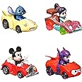 Hot Wheels Mattel Disney and Pixar RacerVerse 4-Pack of 1:64 Scale Die-Cast Cars with Character Drivers, Optimized for Track 