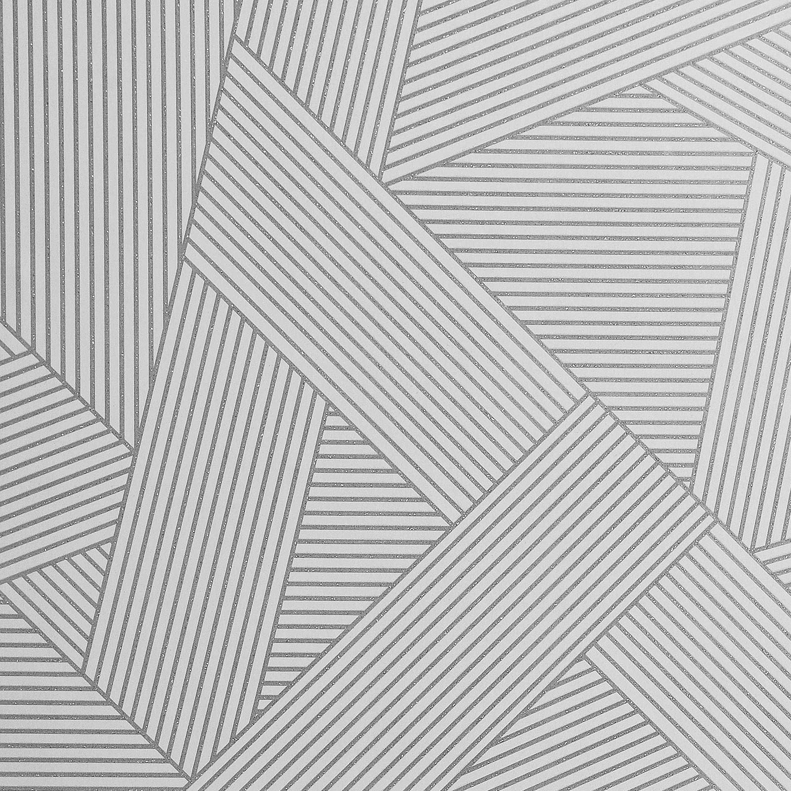 Crown Emporium Duke Silver Wallpaper M1464 - Geometric Stripe Blocks Glitter