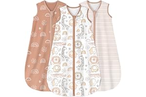 Yoofoss Baby Sleep Sack 0-6 Months 0.5 Tog Wearable Blanket for Baby, 3 Pack 100% Organic Cotton Infant Toddler Sleeping Sack