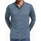 PEGENO Men's Henley Long Sleeve T-Shirt Casual Shirt Banded Collar Designed Placket Tees Tops