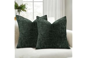 JIUZHEN Chenille Textured Throw Pillow Covers Pack of 2， Square Decorative Cushion Covers for Cozy Farmhouse Living Room, Sof