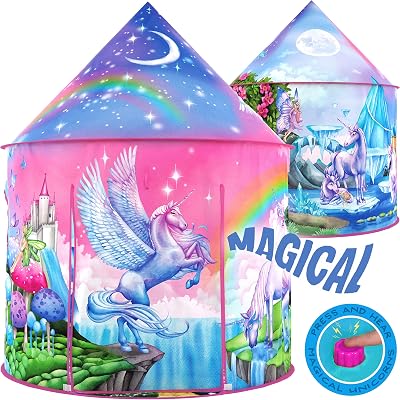 W&O Unicorn Sparkle Play Tent with Magical Sounds for Girls