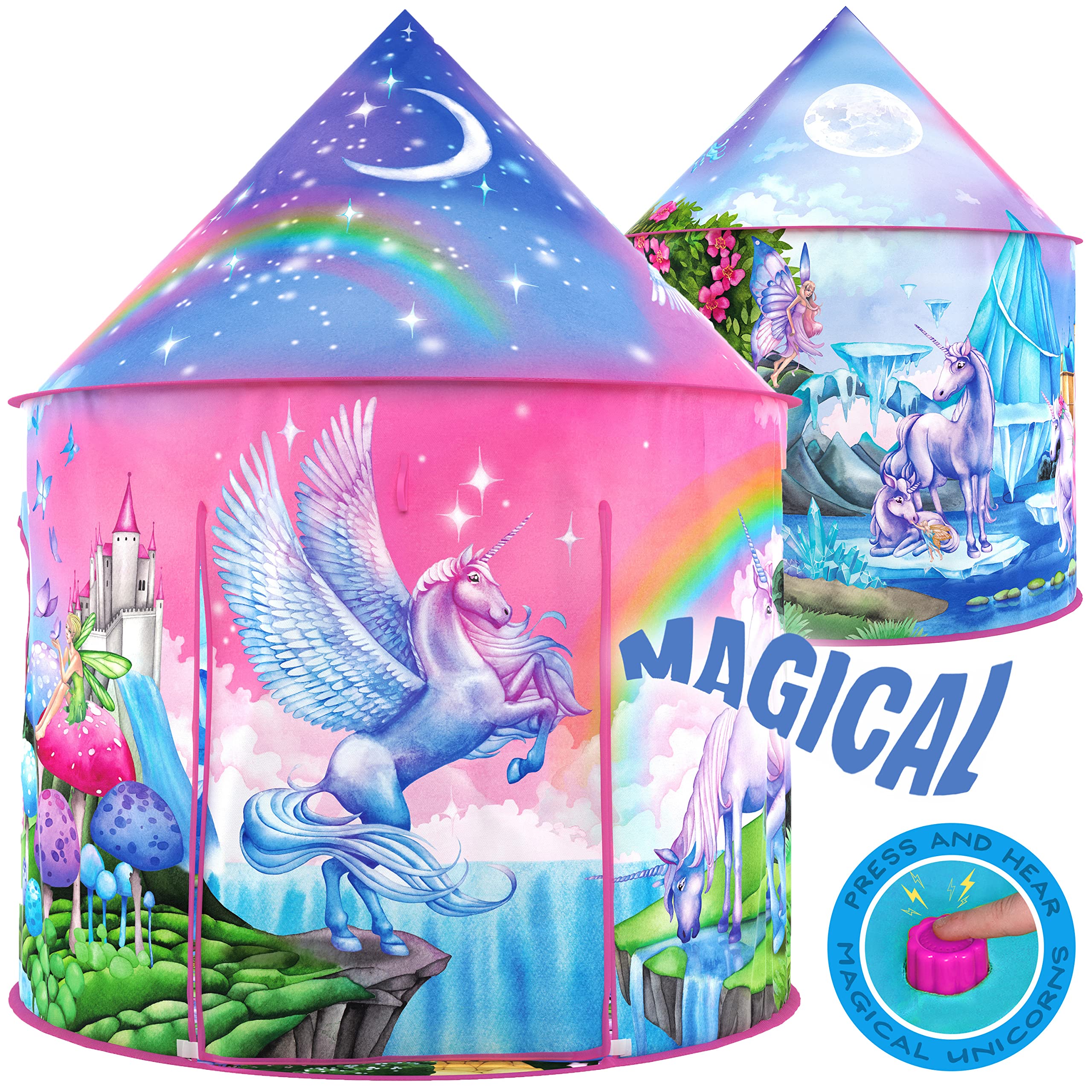 W&O Unicorn Sparkle Play Tent with Magical Unicorn Sounds - Captivating Pop Up Tent for Girls - Perfect for Indoor & Outdoor Play — image 1