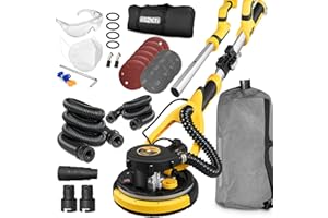 KITVANCE Drywall Sander, 6.5-amp Powerful Electric Drywall Sander with Vacuum, 99.5% Dust Removal, 7 Variable Speed, 900-1800RPM, Dustless Floor Sander with 26’ Power Cord for Popcorn Ceiling