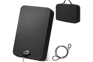 Sgorlds Pistol Safe, Portable Travel Car Gun Safe, Gun Box for Handguns with Key Lock, Gun Safes with Handbag for Car, Home, Travel