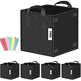 iPower GLGROWBAGCUBIC3X5 5 Pack 3 Gallon Square Grow Bags Thick Fabric Planting Pots with Handles for Indoor and Outdoor Garden, Black