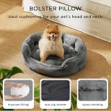 Bedsure Large Cat Bed 63x53x20cm Round Washable Grey Non-Slip Bottom view 3
