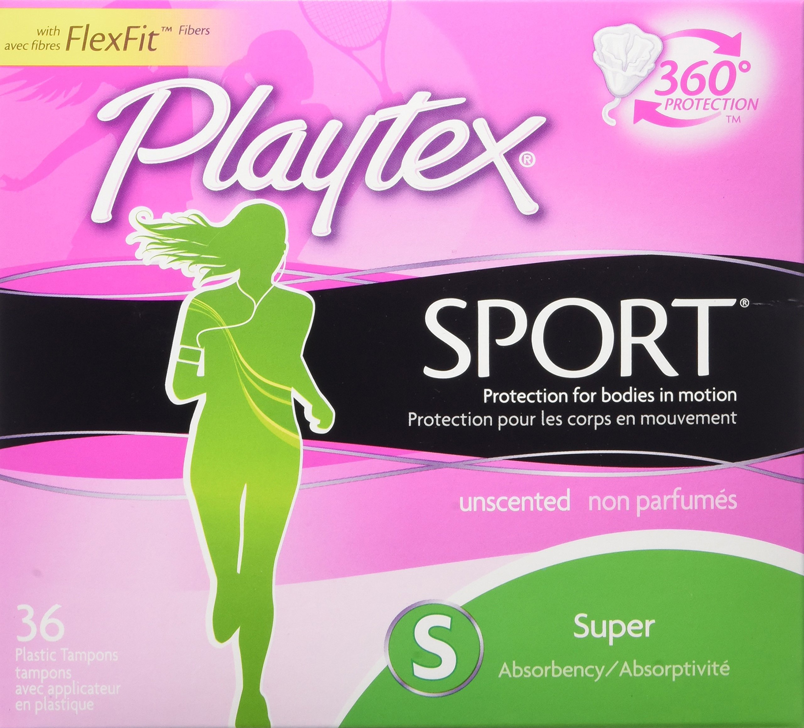 Playtex Sport Unscented Tampon, Regular Absorbency, 36