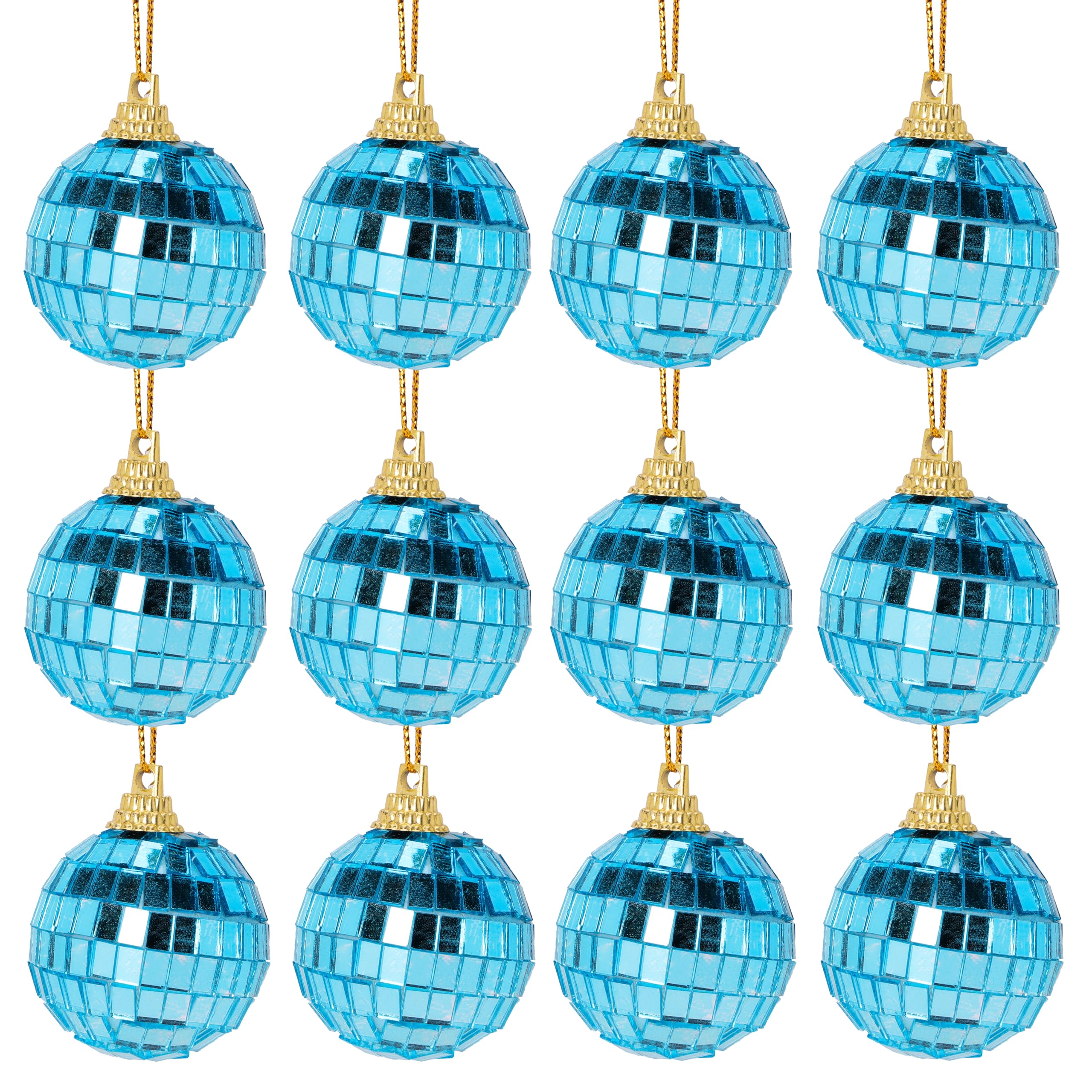 Christmas Concepts® 40mm (1.6") Mirror Disco Baubles - Christmas Tree Decorations (Ice Blue)