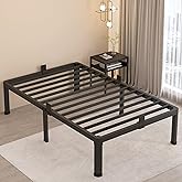 MAF 18 Inch Twin XL Bed Frames with Round Corner Legs Mattress Slide Stopper No Box Spring Needed Heavy Duty Metal Platform Bed Frame Under-Bed Storage Space, 3000 LBS Steel Slats Support