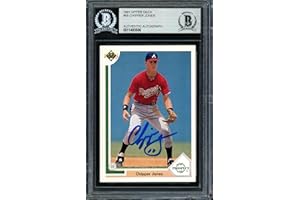 SPORTS MEMORABILIA Chipper Jones Autographed 1991 Upper Deck Rookie Card #55 Atlanta Braves Beckett BAS Stock #155954 - Baseball Slabbed Autographed Rookie Cards