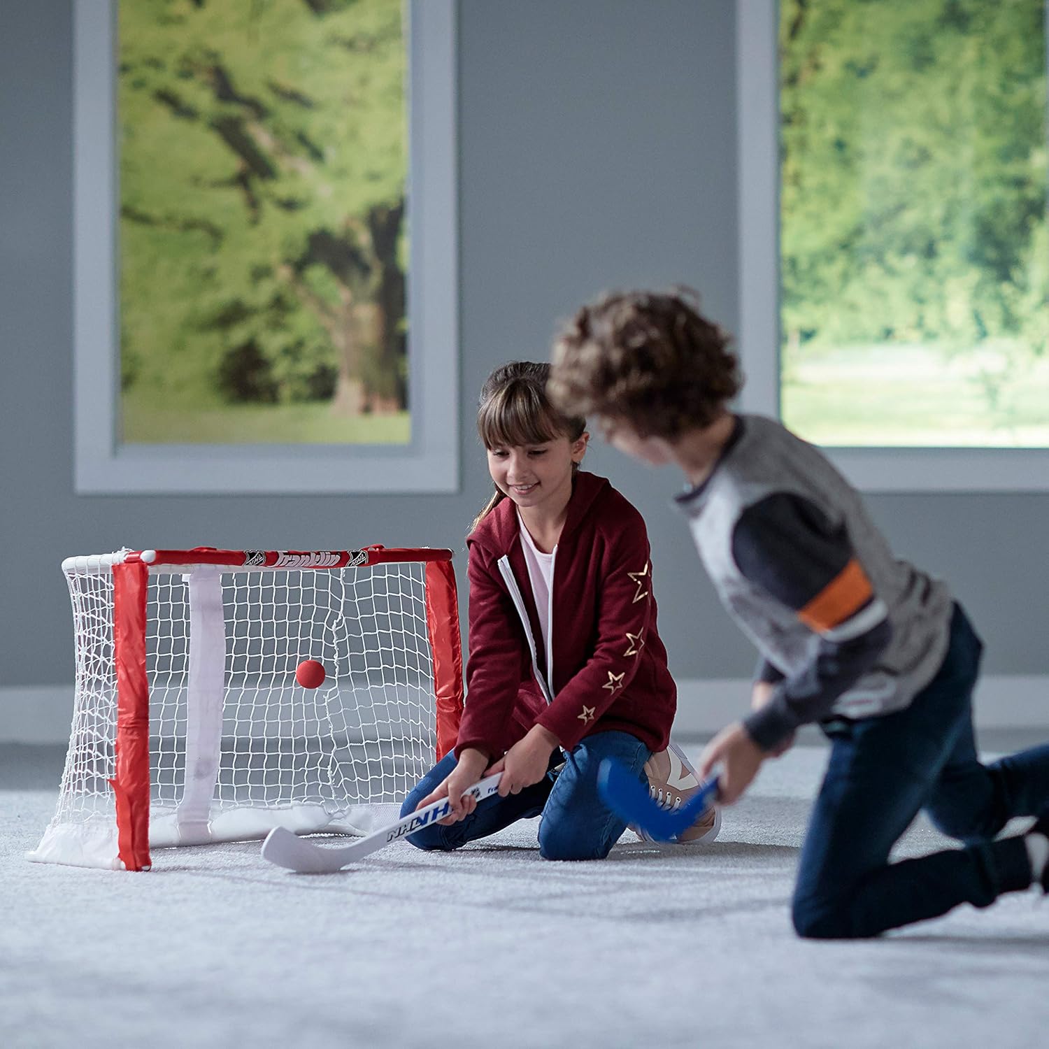 Franklin Sports Knee Hockey Goal Set - Mini Hockey Goal Set - Kids Hockey Set - Easy Transport with Exclusive Fold-N-Go Design - NHL - Great for Kids : Sports & Outdoors