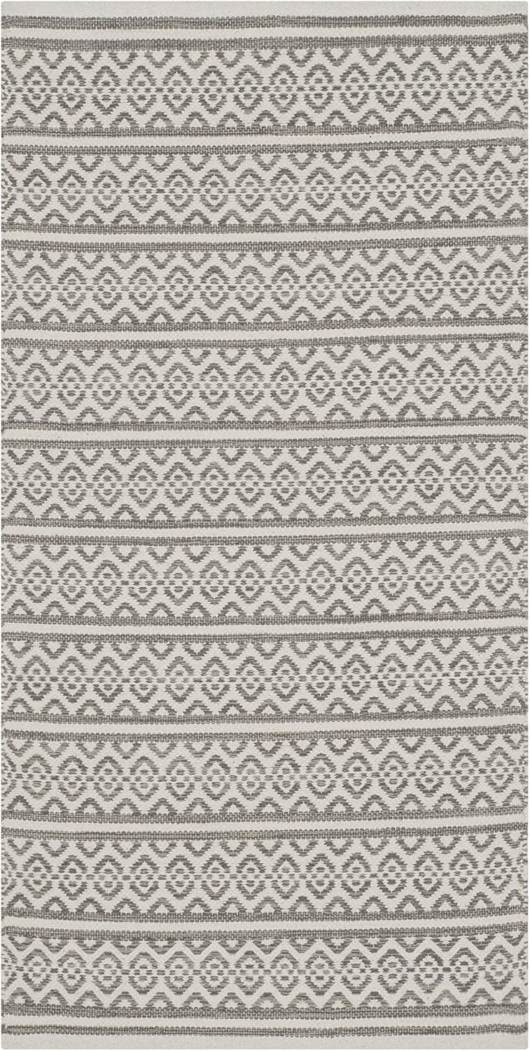 Safavieh Montauk Collection MTK341A Handmade Flatweave Ivory and Grey Cotton Area Rug (3' x 5')