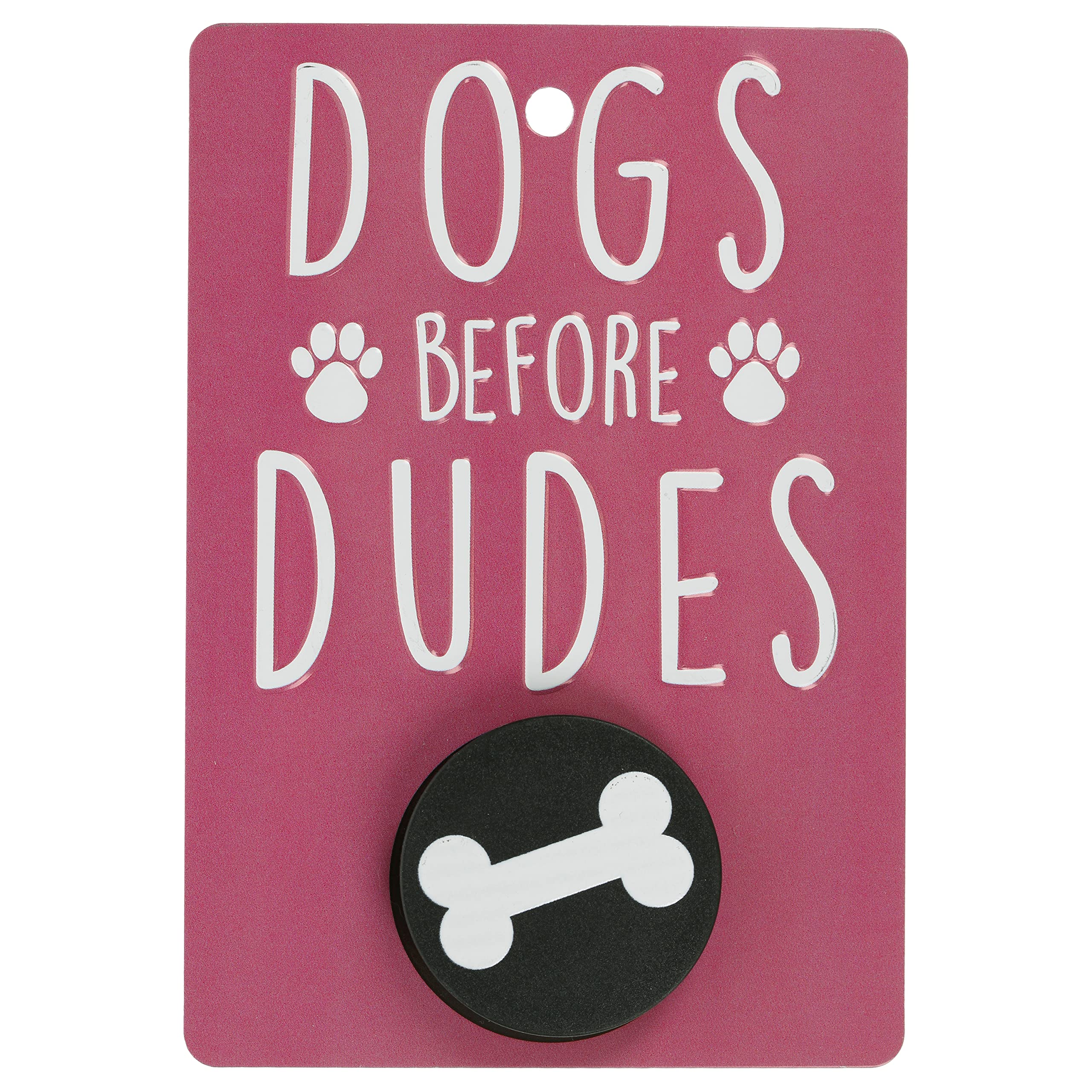 Pooch Pals Dogs Before Dudes Dog Lead Holder Wall Mounted Plaque Pop-Out Hook Hanger