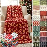 Windkream 20 Pack Christmas Throw Blanket Bulk Holiday Plush Winter Fuzzy Soft Lightweight Flannel Christmas Blanket for Couch Sofa Chair Snowman Santa Claus for Home Xmas Gift(40 x 50 Inch,Cute)
