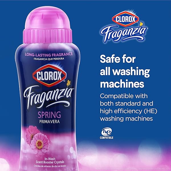 CLOROX FRAGANZIA LAUNDRY SCENT BOOSTER CRYSTALS IN SPRING SCENT – SCENTED IN-WASH FRESHENER BEADS FOR FRESH, CLEAN, GREAT SMELLING CLOTHES AND LINENS, 18 OZ – 2 PACK