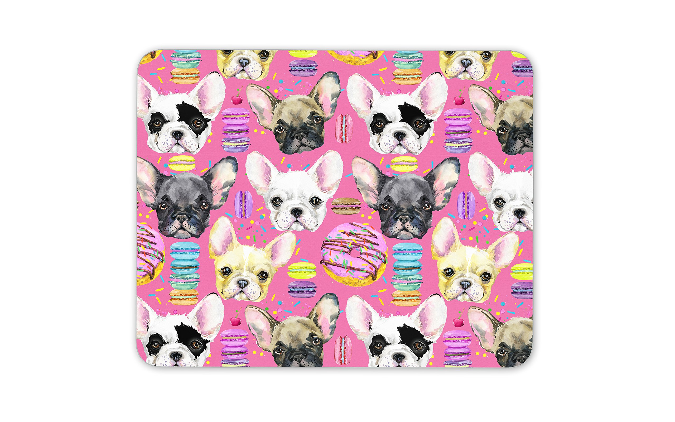 Destination Vinyl Ltd Cute Puppies Mouse Mat Pad - Pink French Bulldog Donut PC Computer #8392
