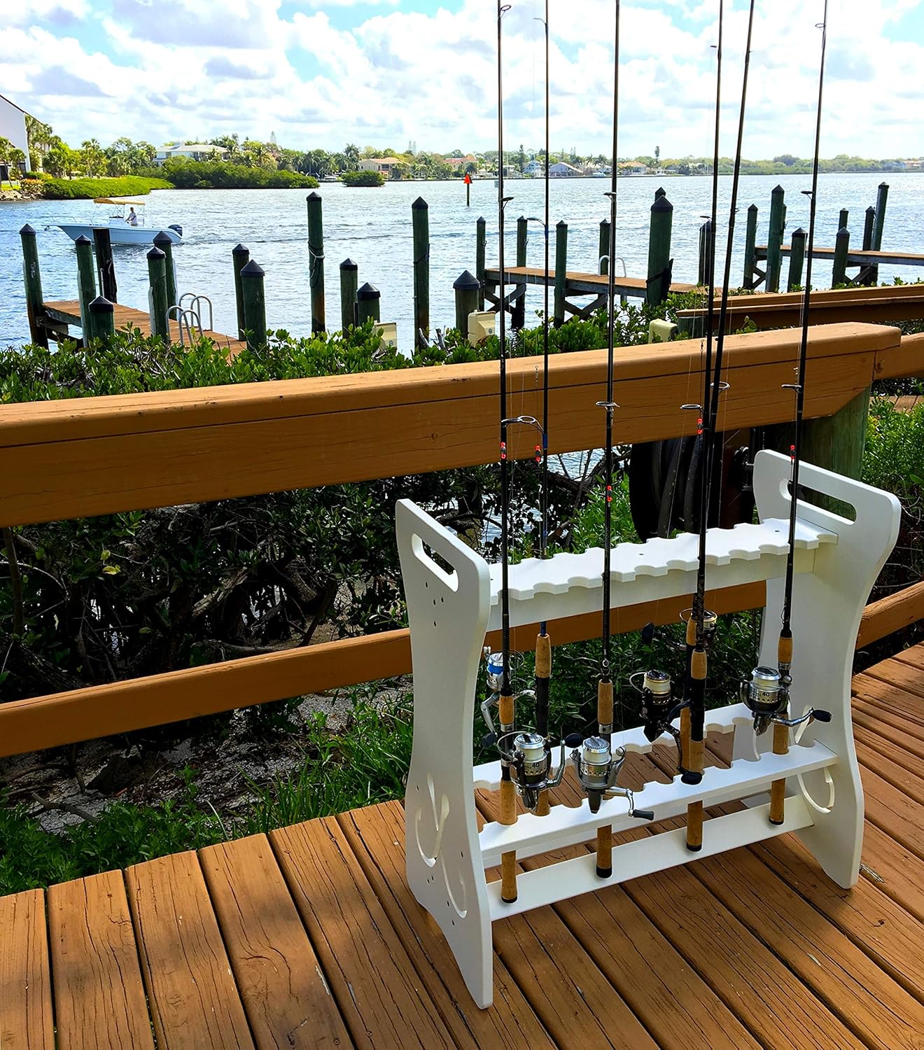 StoreYourBoard Fishing Rod Storage Rack, Holds 24 Fishing Rods and Reels, Weatherproof, Indoor and Outdoor Storage Stand: Home Improvement