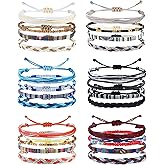 Florideco 24 Pcs Boho Surfer Bracelet Anklet Adjustable Beaded Anklets Handmade Braided Bracelet Colorful Anklet Summer String Rope Ankle Bracelets Waterproof Surfer Beach Bracelet Boho Jewelry for Women Men