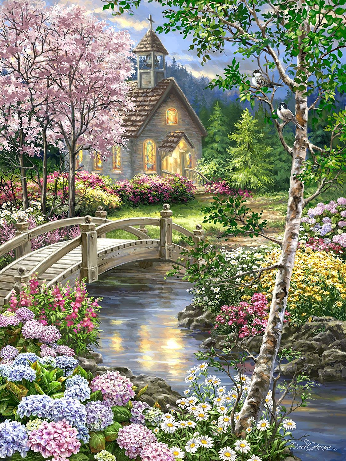 Springbok Puzzle to Remember - Alzheimer & Dementia Activity - 60 Piece Jigsaw Puzzle Spring Chapel - Unique Cut Pieces