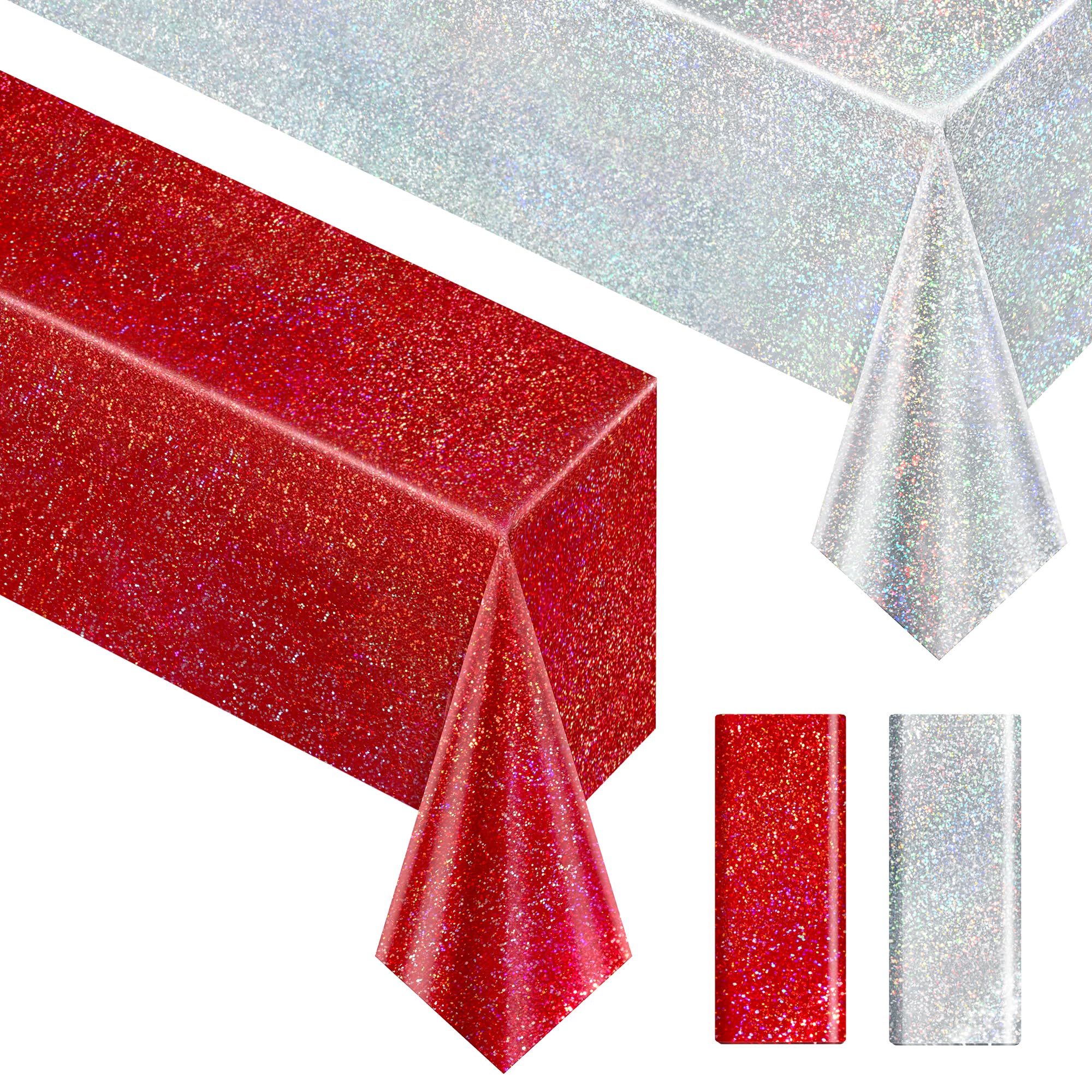 Photo 1 of * only comes with the red one *
Red & Silver Carnival Laser Tablecloth 40" x 108" Shining Christmas Holiday Holographic Table Cloth Birthday Graduation Party Table Cover Plastic Foil Party Supplies For Anniversary Baby Shower