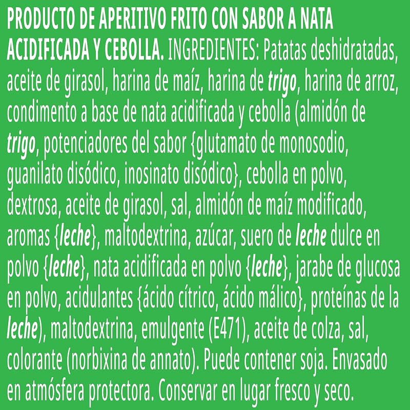 Sour Cream & Onion | Aperitivo salado Sabor Crema agria y Cebolla | Tubo | 185g