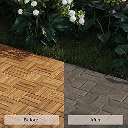 9 PCS Interlocking Deck Tiles 12" x 12"- Acacia