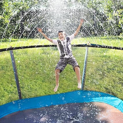Amazon Com Artbeck Trampoline Sprinkler For Kids Outdoor Trampoline Water Park Sprinklers For Boys Girls Trampoline Accessories For Summer Fun Backyard Water Play Games 39ft Toys Games