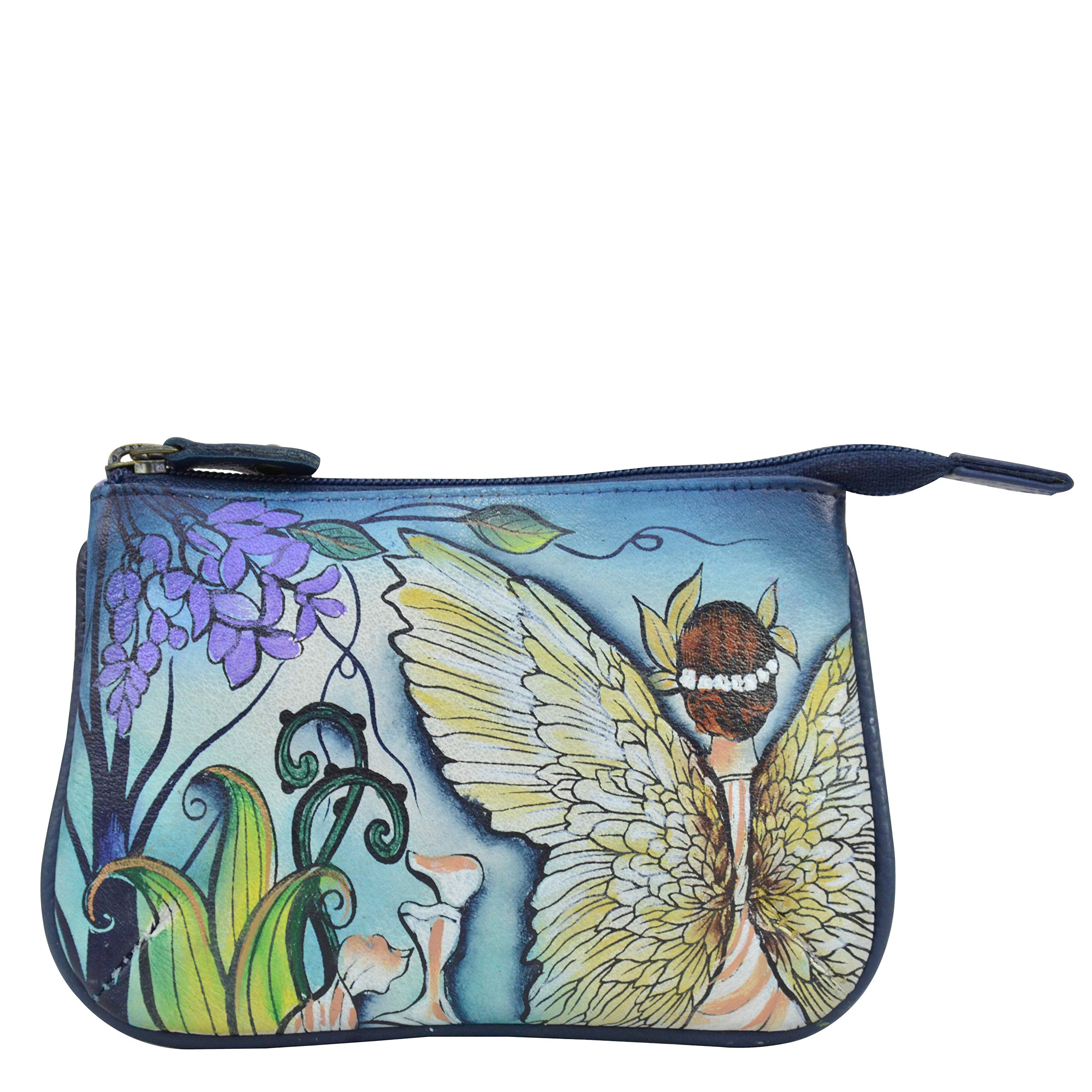 Anuschka Women’s Hand-Painted Genuine Leather Medium Zip Pouch - Enchanted Garden