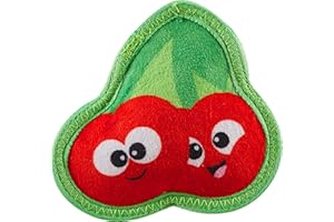 Outward Hound Tough Skinz Durable Squeaky Dog Toy with Two Tough Layers, Cherries, Red, Small