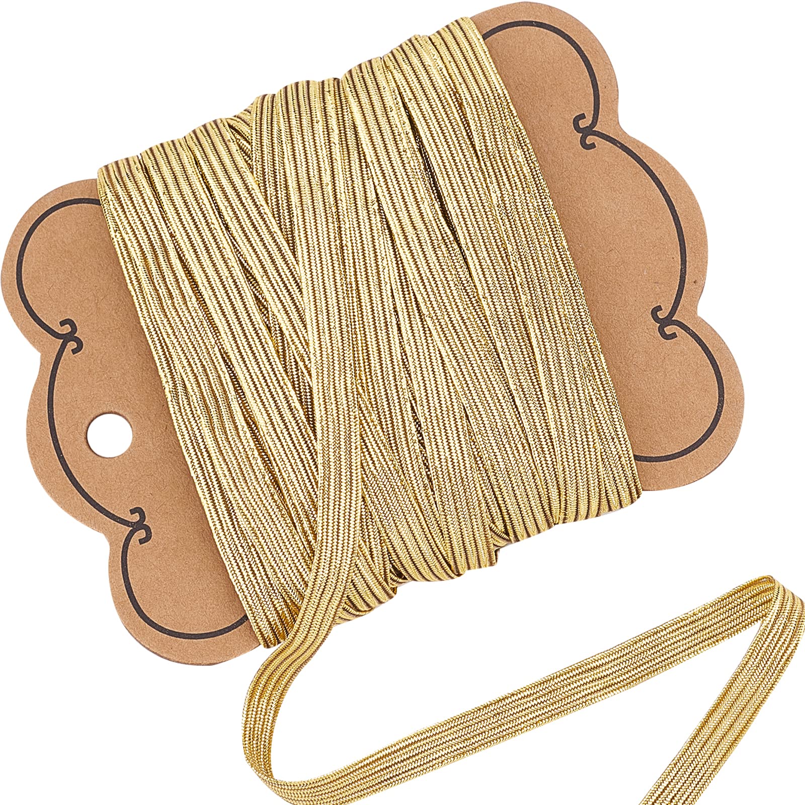 GORGECRAFT 20 Yards 1/4 Inch Flat Braided Elastic Band 6mm Wide Golden Elastic Cords Thin Strip Ribbon for Sewing Crafts Skirt Waistband Dress Making Clothing Haberdashery Accessory Material Supplies