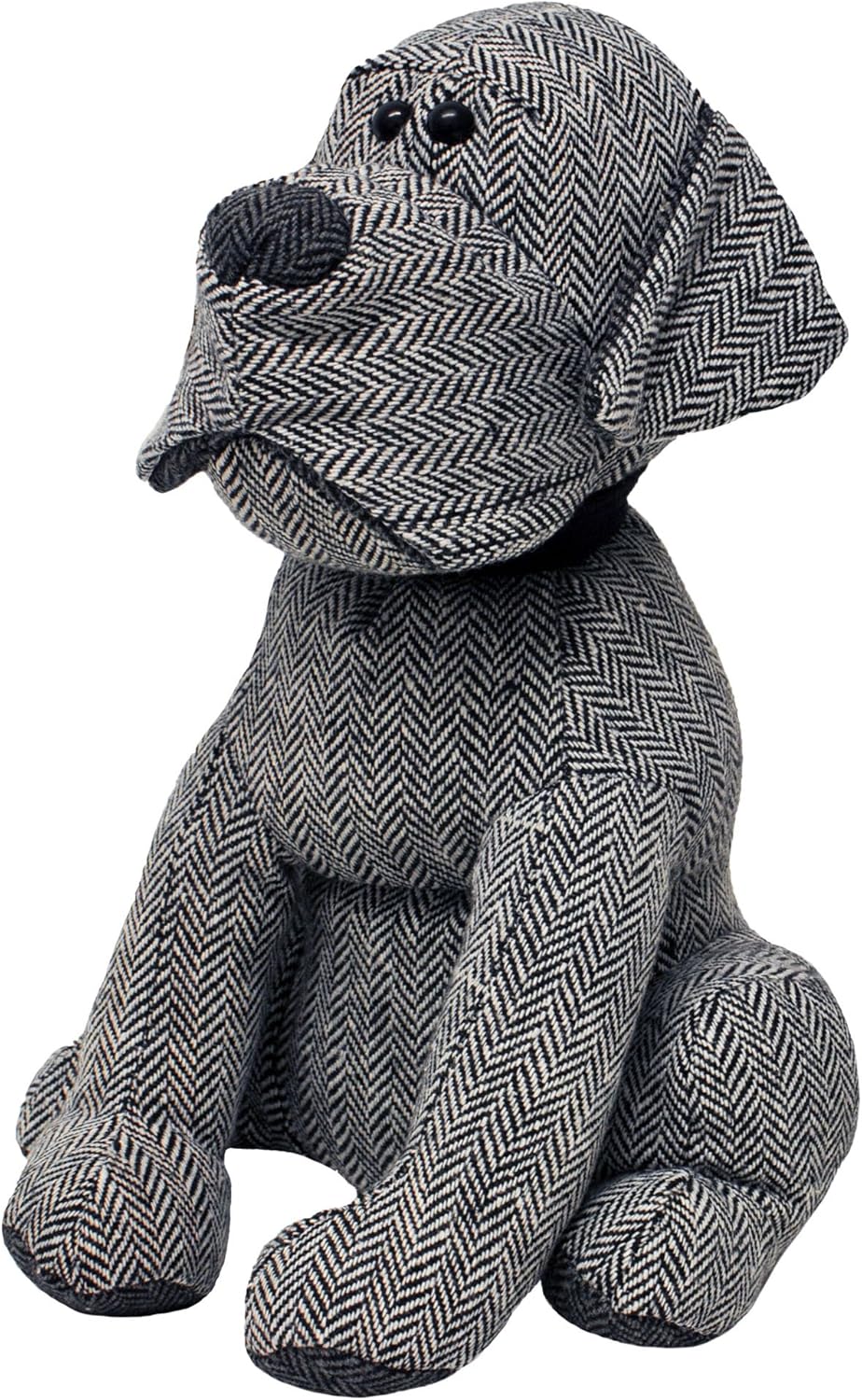 Riva Paoletti Herringbone Dog Doorstop, Grey, Heavyweight Sand Filling, Polyester and Acrylic